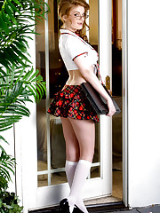 Faye Reagen in a sexy schoolgirl outfit